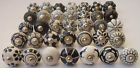 065644810101 Zoya Ceramic Knobs Black White Floral Cupboard Cabinet
