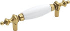 P64-3w 078555564841 Belwith Lancaster Brass With White Center Cabinet Handle