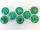 12002 Reading In Rags Set Of Green Envy Mandala Cabinet Knobs