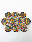 12356 Twisted Design Set Of Yellow And Red Talavera 757347590212