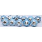 15094 Zoyas Light Sky Blue Ceramic Door Knobs Handmade Handpainted Kitchen