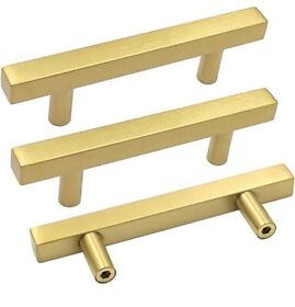 20 Pack Goldenwarm Brushed Brass Cabinet Handles Gold 3in Drawer Pulls