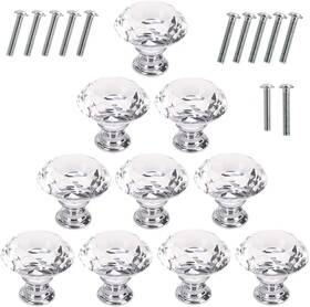 8541866194 200 10 Pcs Crystal Glass Cabinet Knobs 30mm Diamond Shape Drawer Kitchen Cabinets Dr
