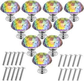 Ak0200-p 200 10 Pcs Crystal Glass Cabinet Knobs 30mm Diamond Shape Drawer Kitchen Cabinets Dr