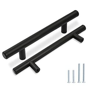 25 Pack Black Cabinet Handles Matte Pulls Stainless Steel Kitchen