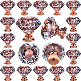 26 Pieces Crystal Rose Gold Glass Drawer Pulls Decorative Knobs For Cabinet