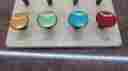 3132 Atlas Homewares Lot Of 3 Indochine Knobs Orange Green And Blue Multi