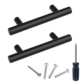 5 Pack Matte Black Cabinet Pulls 7.38inch Length 5inch Hole Centers Stainless Steel Ca