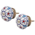 842822184366 Undisclosed Hand Painted Round Ceramic Knobs Set Of