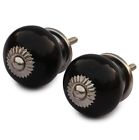 842822184502 Handmade Ceramic Door Knobs With Metal Detailing Black