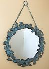 879365 Ballard Designs Design Round Mirror-french Chic Aqua Patina Iron Hand Cut Roses W Chain