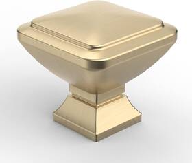 9build 705353568190 6 Pack 1.2 Inch Brushed Brass Cabinet Knobs Gold Drawer Square Kitchen