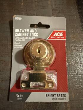 5431564 Ace 082901243410 Drawer And Cabinet Lock Keyed Different Bright Brass