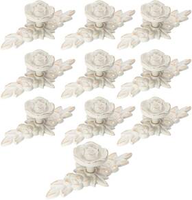 Achnau 727431686466 10pcs Rose Flower Cabinet Knobs Vintage Kitchen Shabby Chic Drawer Pull Handl