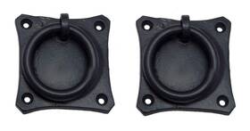 Adonai Hardware 733074248800 Inch Pethahiah Antique Cast Iron Cabinet Ring Drop Pulls 2.5 X 2 Pack Matte B