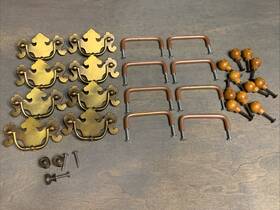 350-pb Advanced Affiliates Brass Cabinet Handle Pull Dresser Drawer Mixed Lot. Metal And Wood Pulls. Get All