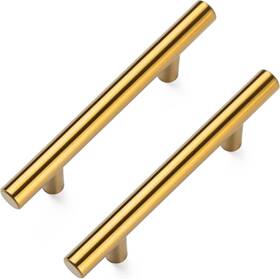 Aegero 726084883468 10 Pack Cabinet Pulls Brushed Brass Stainless Handles For Kitchen And B