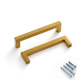 5tg10 Aibeli 10 Pack Brushed Brass Cabinet Pulls 5 Inch Gold Drawer Square Cupboard