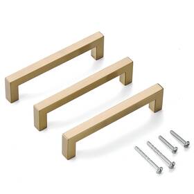 Aibeli 774980050934 10 Pack 5 Inch Champagne Cabinet Pulls Modern Stainless Steel Drawer Handles