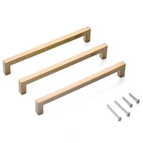 Aibeli 774980051818 10 Pack 8 Inch Hole Center Champagne Cabinet Pulls Stainless Steel Squ