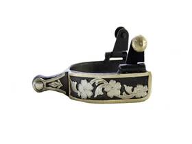 188705bk Aime Western Mens Leaf Knob End Spurs Null Antique Black/silver
