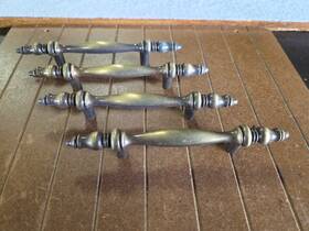 857-ae Ajax Scoville Set Of 4 Antique Brass Cabinet Srawer Pulls 857 3 In Cc New Old Stock