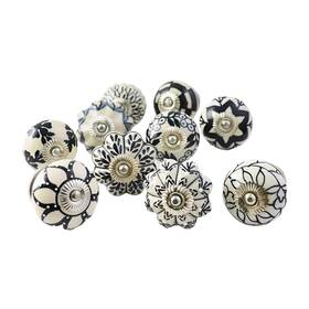 Ajuny 903605861842 Ceramic Knobs Vintage Black And White Hand Painted Pumpkin Round Kitchen