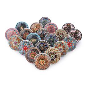 Mpn-aj-uk-ck-mul-set-of-20 Ajuny Multicolor Printed Vintage Look Flower 1.5 Inch Printed-multicoloed