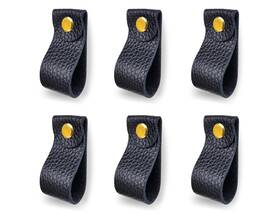 Alea242222 Aleacar Leather Drawer Pulls Dresser Knobs And Cabinet Handles - Black 6 Pcs