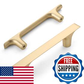 B0dzx35ypz Amerdeco 10 Pack Brushed Brass Cabinet Pulls 3 Inch 76mm Hole Centers Kitchen C