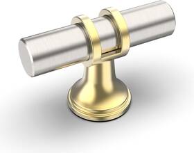 Zh0058 Amerdeco 10 Pack Brushed Satin Nickel And Gold Cabinet Knobs 2 Inch T Bar Pulls