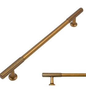 Zh0071 Amerdeco 10 Pack Antique Brass Gold Bar Cabinet Pulls 14.8 Inch Length 12.6 Center