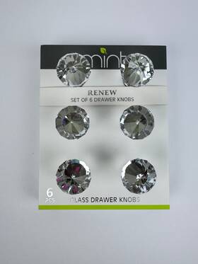 American Dream Home Goods 840005240120 New Mint Renew Set Of 6 Crystal Glass Drawer Pull Knobs