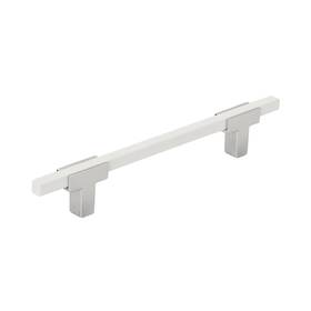 Amerock 026634231443 Cabinet Pull Polished Chrome/white 5-1/16 Inch 128 Mm Center To