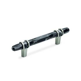 Amerock 026634236691 Cabinet Pull Marble Black/satin Nickel 3-3/4 Inch 96 Mm Center-to-cen