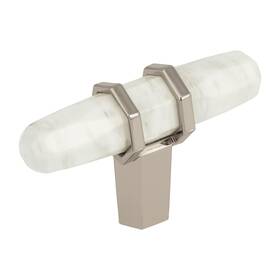 Amerock 026634242869 Cabinet Knob Marble White/polished Nickel 2-1/2 Inch 64 Mm Length C