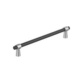 Amerock 026634336636 Mergence 7-9/16 Inch 192mm Center-to-center Matte Black/polished Chrome Cab