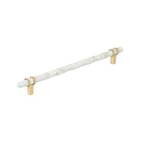 Amerock 026634340107 Carrione 10-1/16 Inch 256mm Center-to-center Marble White/champagne Bronze