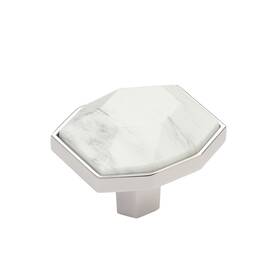 Amerock 026634340329 Carrione 1-5/8 Inch 41mm Length Marble White/polished Nickel Cabinet Knob
