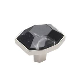 Amerock 026634340381 Carrione 1-5/8 Inch 41mm Length Marble Black/polished Nickel Cabinet Knob