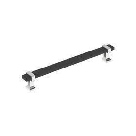 Amerock 026634342033 Overton 7-9/16 Inch 192mm Center-to-center Brushed Matte Black/polished Chr
