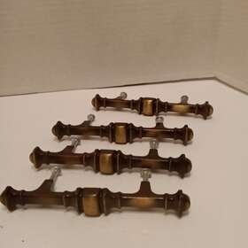 234-1 Amerock Satin Distressed Brass Drawer Pulls Mounting 3 Inch Lot Of 4 Vintage