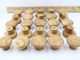 Amerock 609595761008 25 Stain Finished Wood Cabinet Hardware Wooden Knob With Screw And Insert Nos