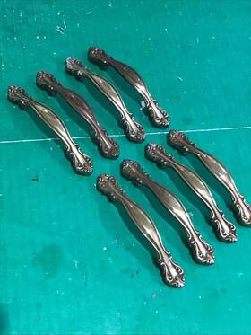644-1 Amerock Lot Of 8 Vtg Brass Drawer Pulls Cabinet 5 Inch Handles / 3 Coc