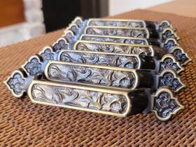 Bp196-ae Amerock Lot/7 Vtg Monterey 3 Inch Oc Cabinet Pulls/handles Antique Brass