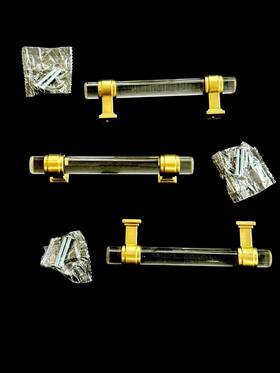 Bp36654 Amerock Glacio Cabinet Pull Clear Golden Champagne Center To 3.75 Inch - 3