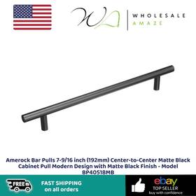Bp40518mb Amerock Bar Pulls 7-9/16 Inch 192mm Center-to-center Matte Black Cabinet Pull