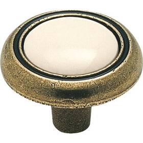 Bp76244-ab Amerock 7 Cabinet Door Pull Knob Antique Brass Ceramic Center New