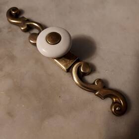 Pk-856-1-30 Amerock Pk-284-2-bb/pk-856-1-30 Vtg Mushroom White Ceramic Porcelain Brass Drawer Cabinet Knobs Pulls
