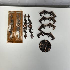 T-702-ac Amerock Lot Of 4 Vtg Cabinet Backplates And Dresser Hardware
